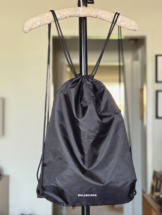 Balenciaga Handbags - Balenciaga Black Nylon Drawstring Backpack
